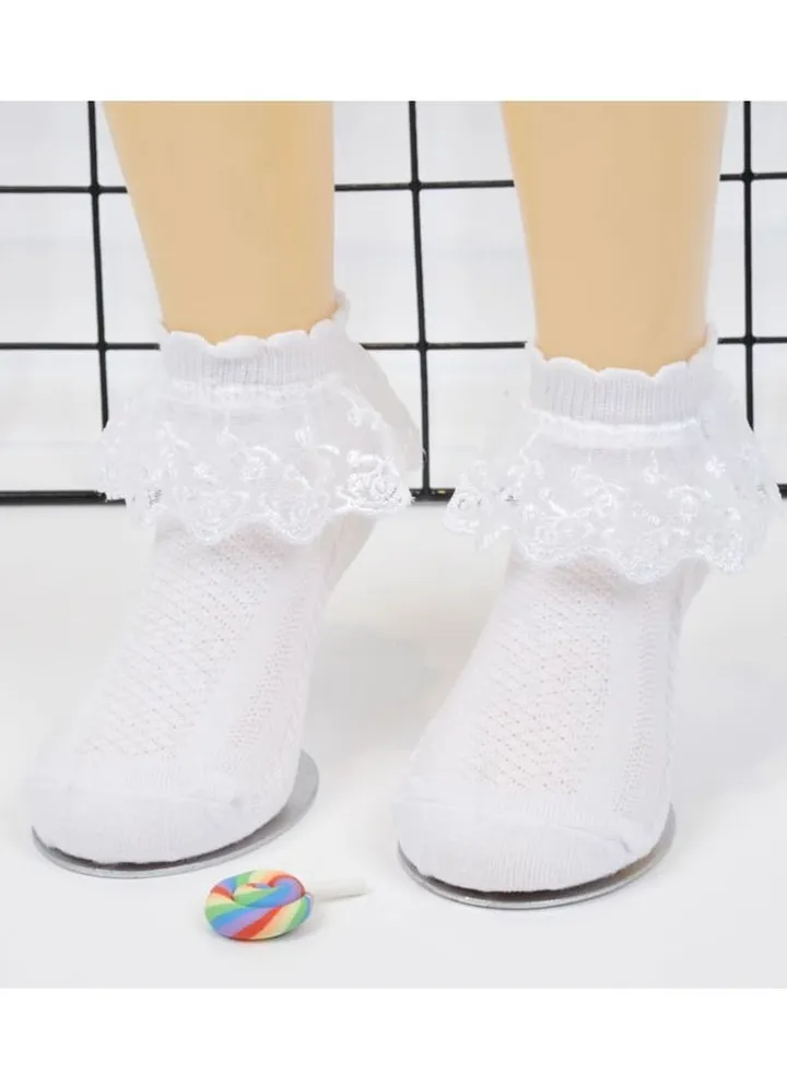Pair Of Princess Lace Socks White
