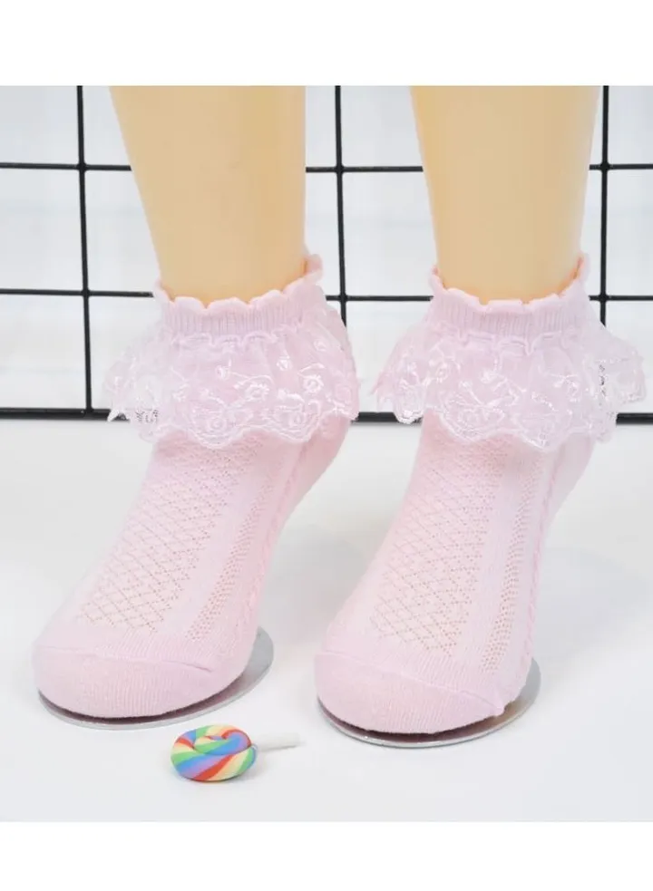 Pair Of Princess Lace Socks Pink