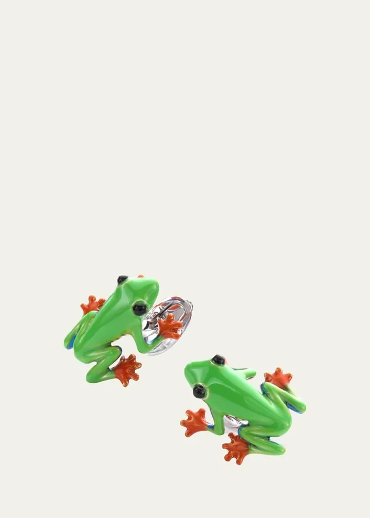 Men's Sticky Tree Frog 925 Sterling Silver Cufflinks