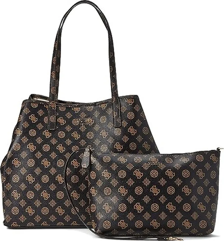 GUESS Vikky Large Tote (Brown) Handbags