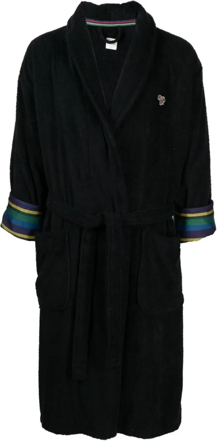 Zebra-motif cotton dressing gown