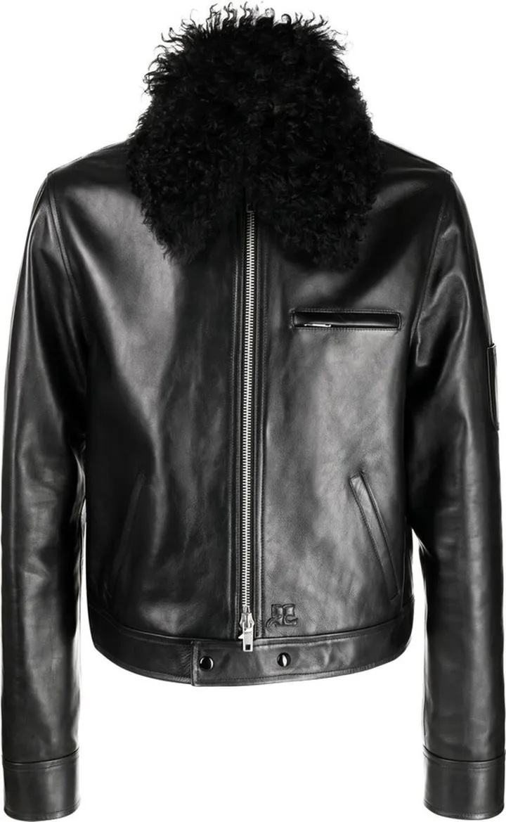 Detachable Collar Leather Jacket