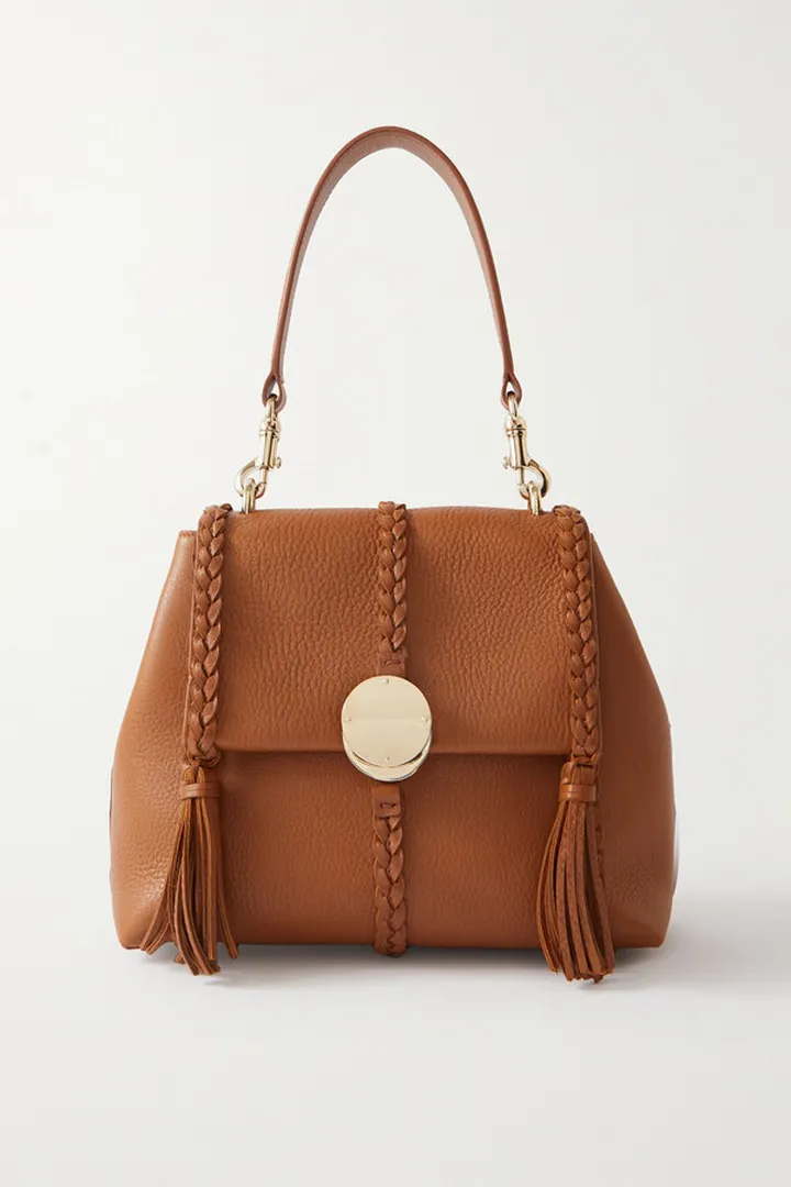 Chloé - + Net Sustain Penelope Small Tasseled Textured-leather Shoulder Bag - Brown