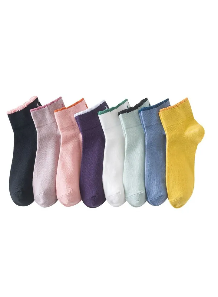 8 Pairs Fancy Cotton Socks Casual Smiley Face Printed.