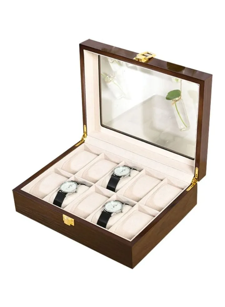 unisex 10-Slot Wooden Watch Case