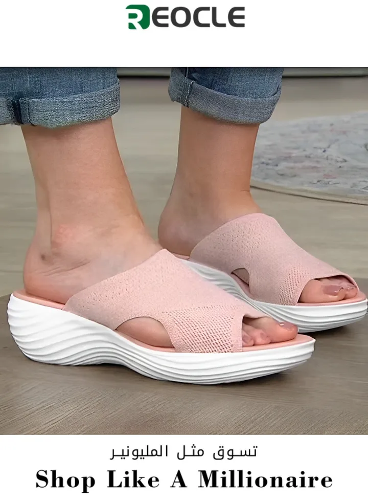 Women's Platform Sandals Stretch Orthopedic Sandals Open Toe Breathable Platform Shoes Beach Slippers Washable Slippers Comfort Walking Wedges