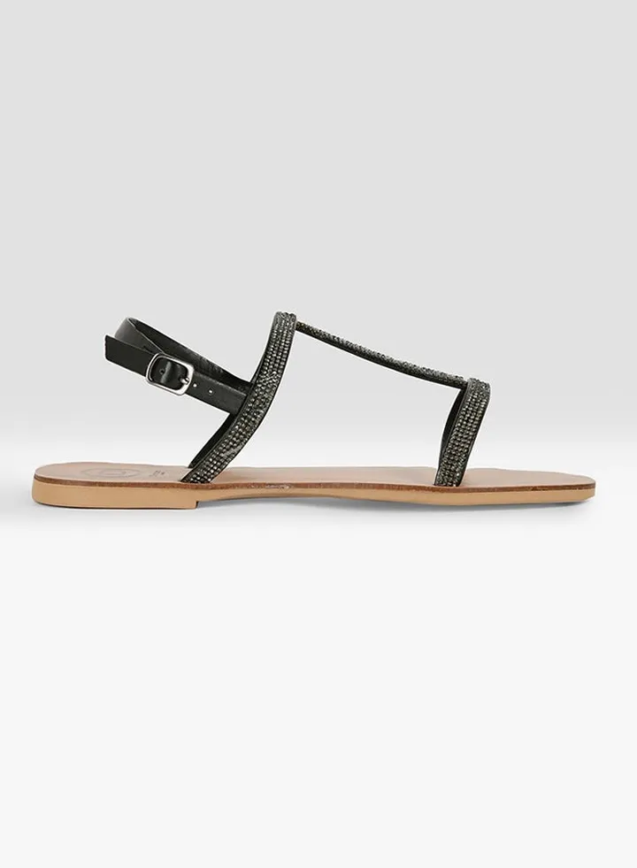 Loyalty Embellished Flat Sandals Black