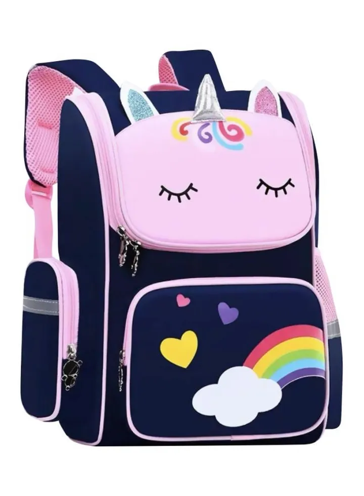 Cartoon Printed Backpack Navy/Pink/White