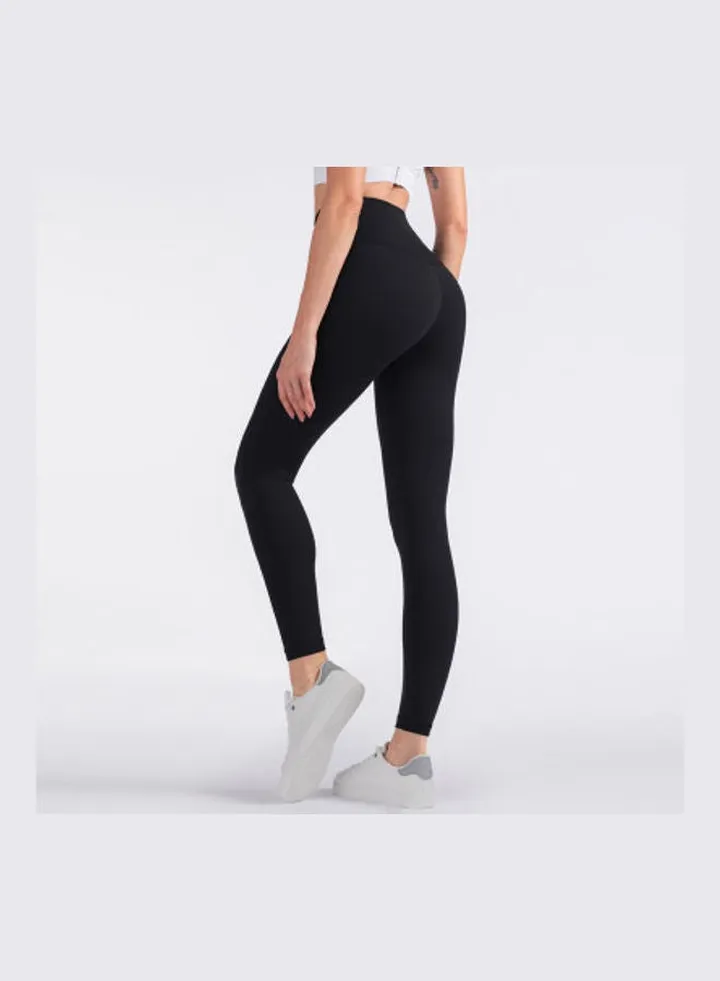 High waist yoga pants sports fitness pants women/black Black