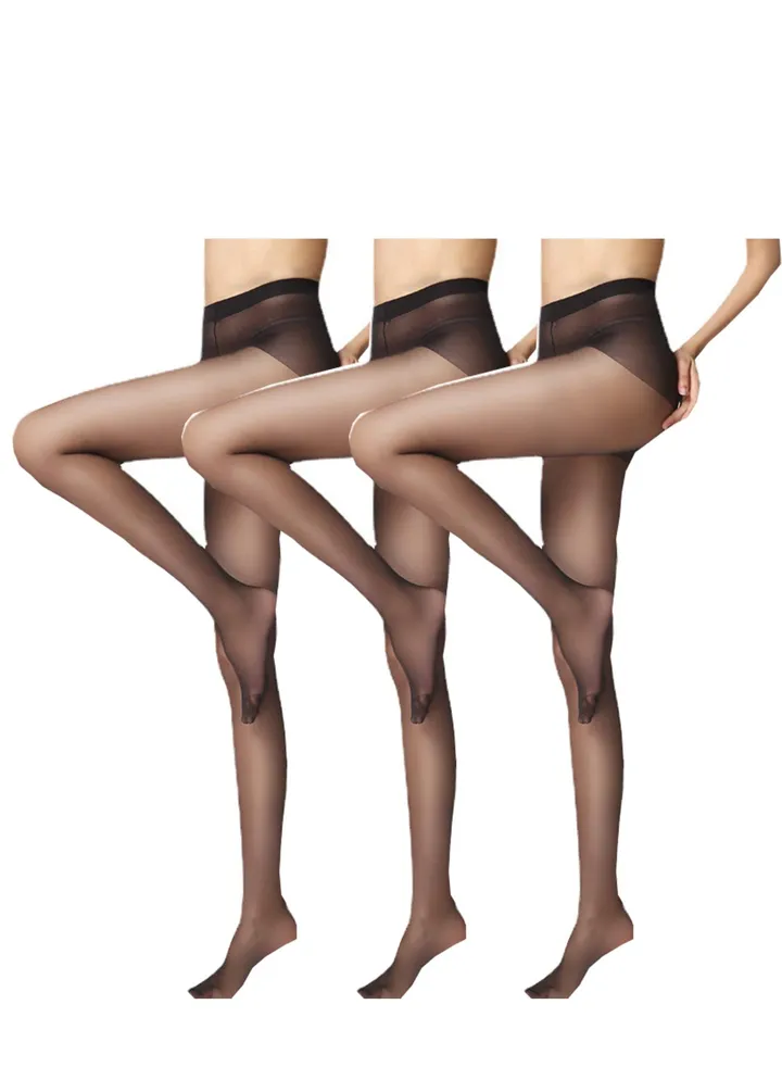 3 Pairs Women's Sheer Tights 15D Control Top Pantyhose Super Comfort Stretch Tights