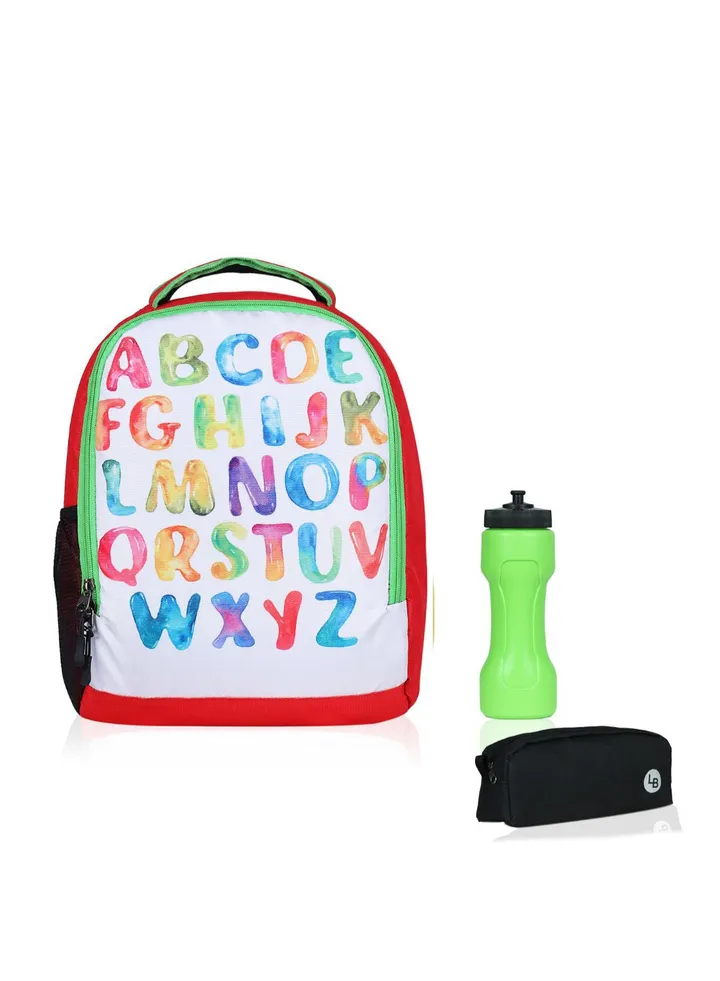 Kids Backpack With Sipper And Pouch White/Black/Green
