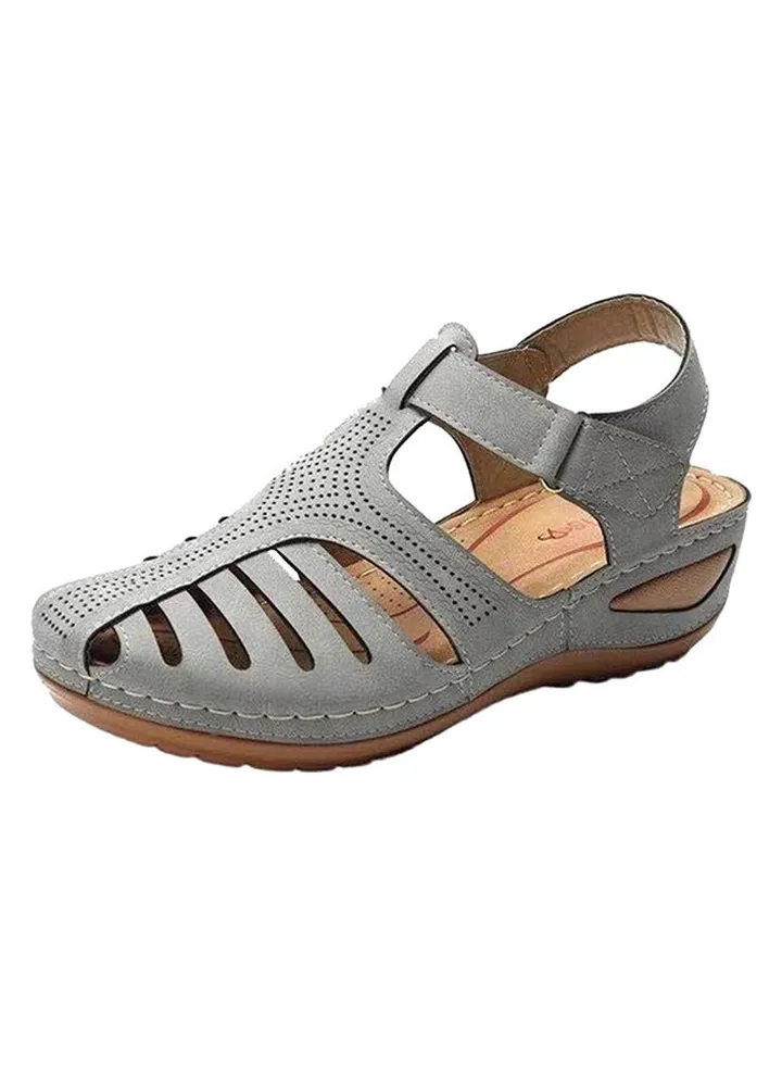 Retro Female Sandals Holes Shoes Grey