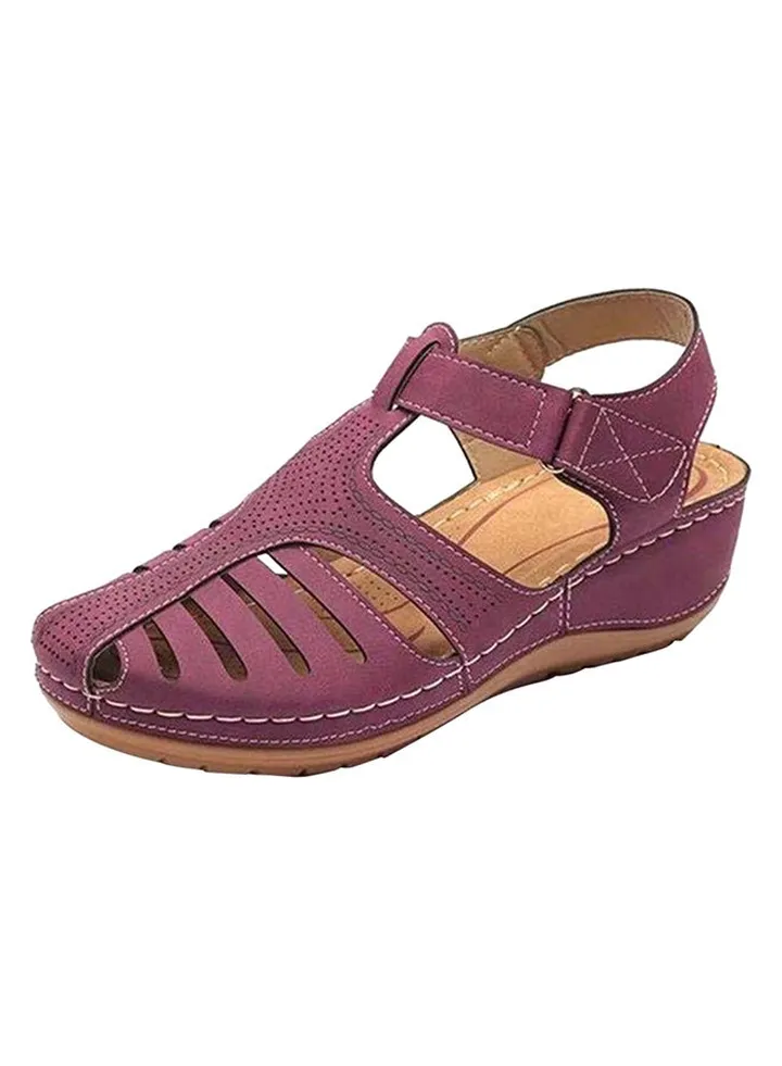 Retro Female Sandals Holes Shoes Purple