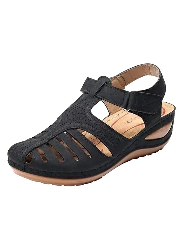 Retro Sandals Holes Shoes Black