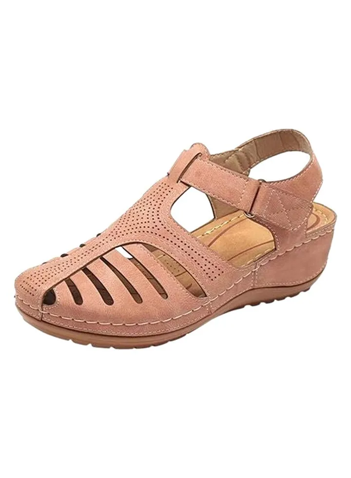 Retro Female Sandals Holes Shoes Pink
