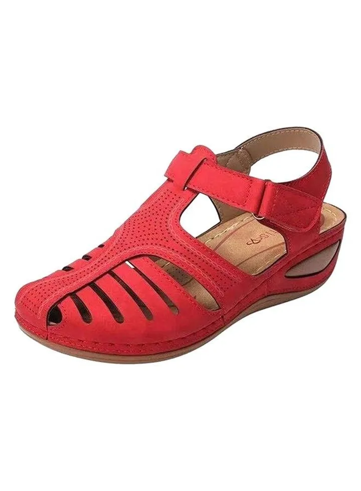 Retro Sandals Holes Shoes Red