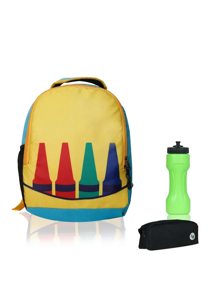 Kids Backpack With Sipper And Pouch Yellow/Black/Green