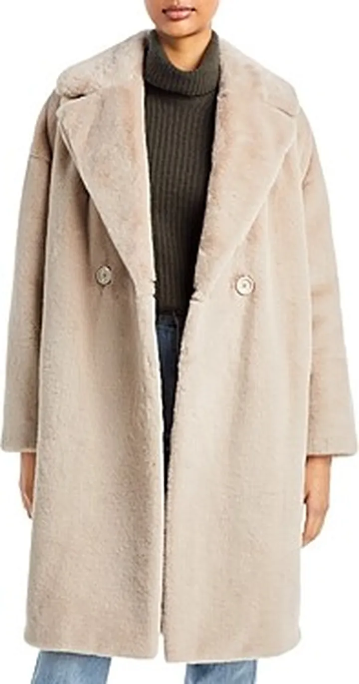Herno Faux Fur Double Breasted Cocoon Coat