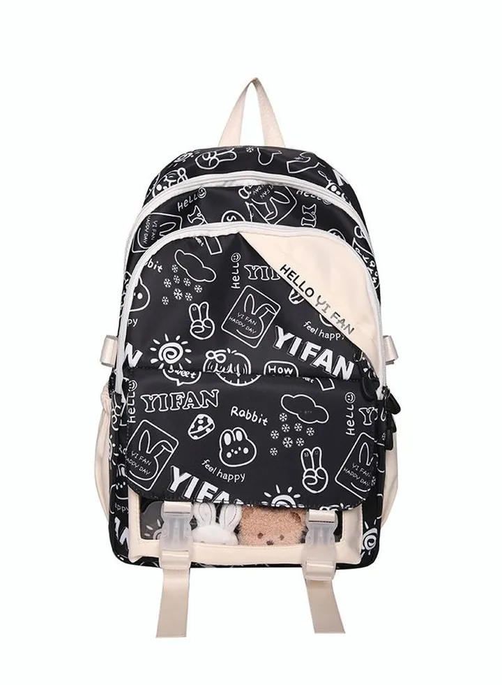 Kawaii Backpack with Pin Accessories Plush Pendant Kawaii School Backpack Aesthetic Backpack