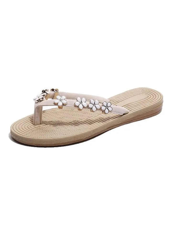 Fashionable Comfortable Anti-Slip Flip Flop Beige/White