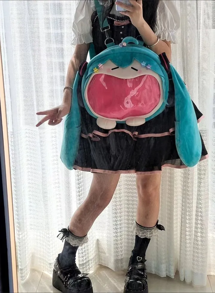 Hatsune Miku Cartoon anime cute plush funny girl backpack