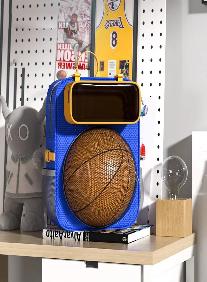 Creative Design Waterproof Breathable Large Capacity Cute Looking Basket Ball Theme Double Shoulder School Travel Sport Bag Backpack for Kids