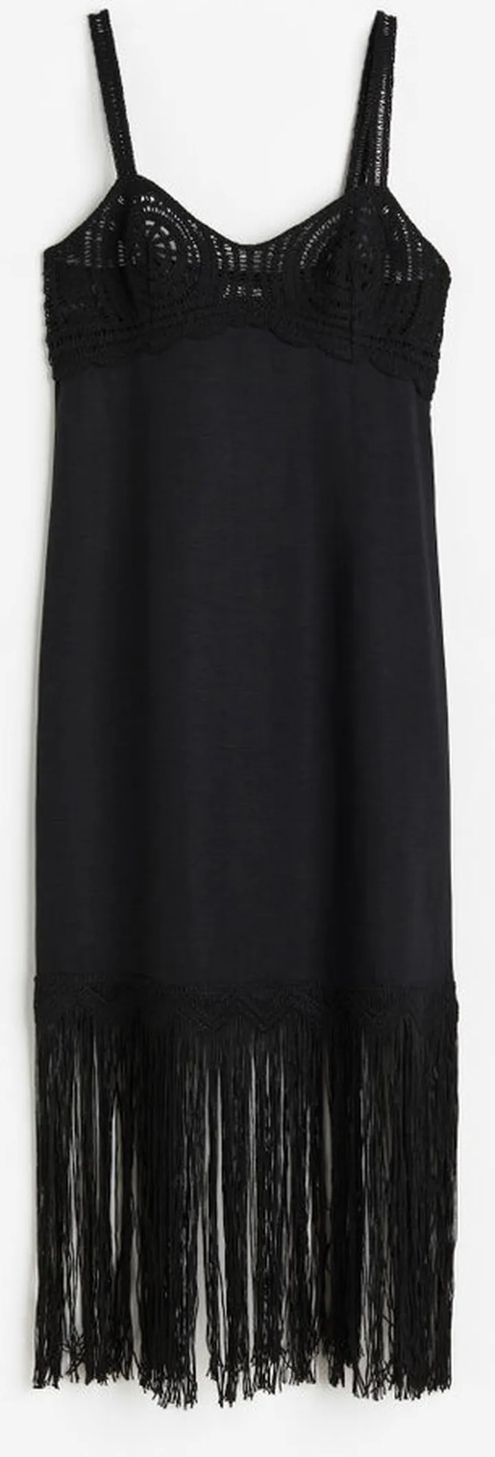 Linen-blend Dress with Fringe