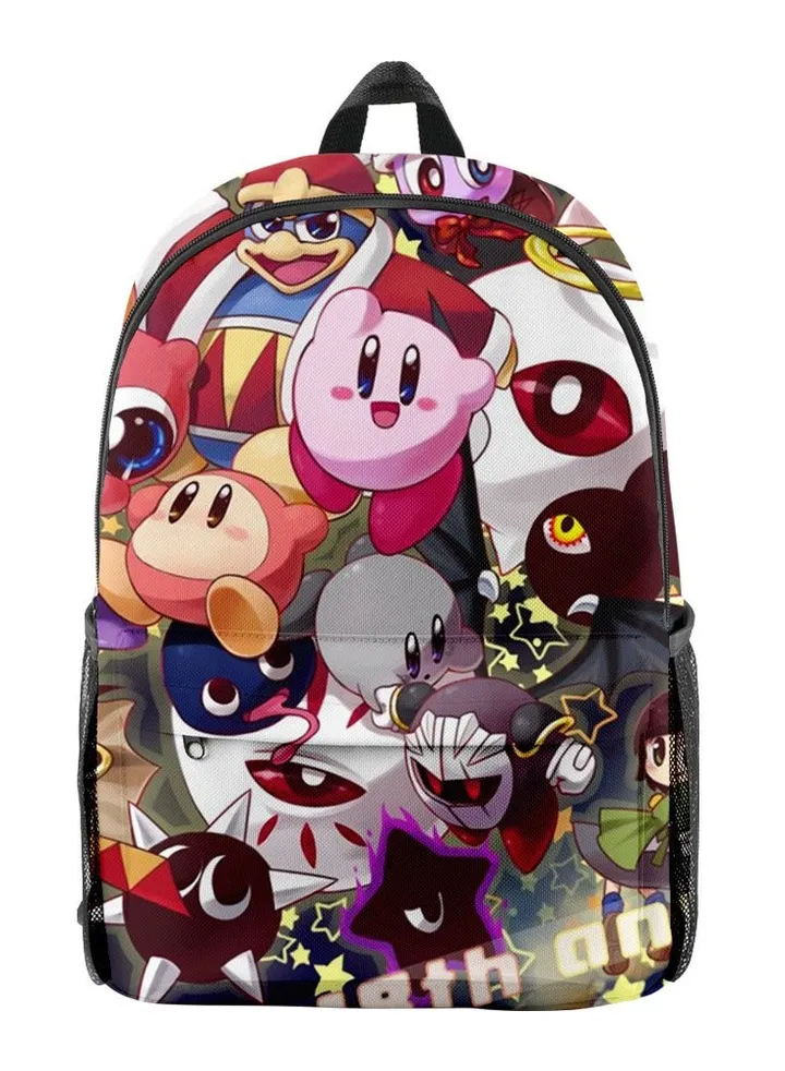 【 School Season 】Kirby Children's Cartoon Backpack Student Schoolbag Youth Large Capacity Backpack Suitable for 14-inch Laptop Bag Travel bag