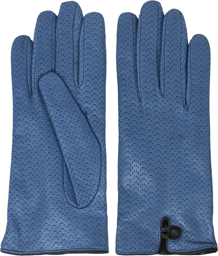 Cashmere Lined Perforated Lambskin Leather Gloves