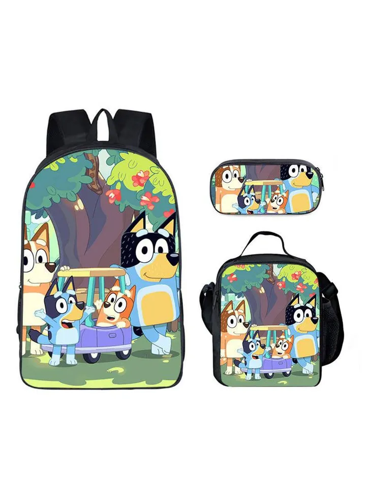 3-piece Set Bluey Family Anime Backpacks Bluey Family Lightweight Backpacks Meal Bags Pen Bags Cute Backbags