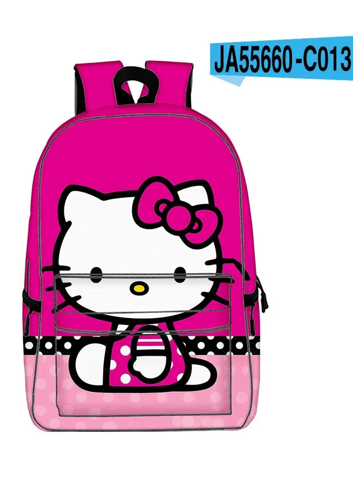 【 School Season 】Hello Kitty Kids Cute Backpack Student Large Capacity Schoolbag 14 Inch Laptop Bag Travel Bag Leisure Bag General College Bag