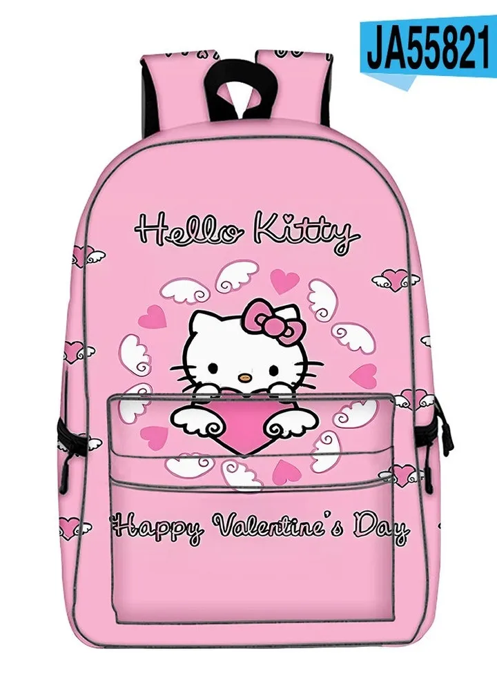 【 School Season 】Hello Kitty Kids Cute Backpack Student Large Capacity Schoolbag 14 Inch Laptop Bag Travel Bag Leisure Bag General College Bag