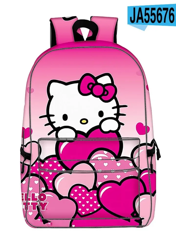【 School Season 】Hello Kitty Kids Cute Backpack Student Large Capacity Schoolbag 14 Inch Laptop Bag Travel Bag Leisure Bag General College Bag