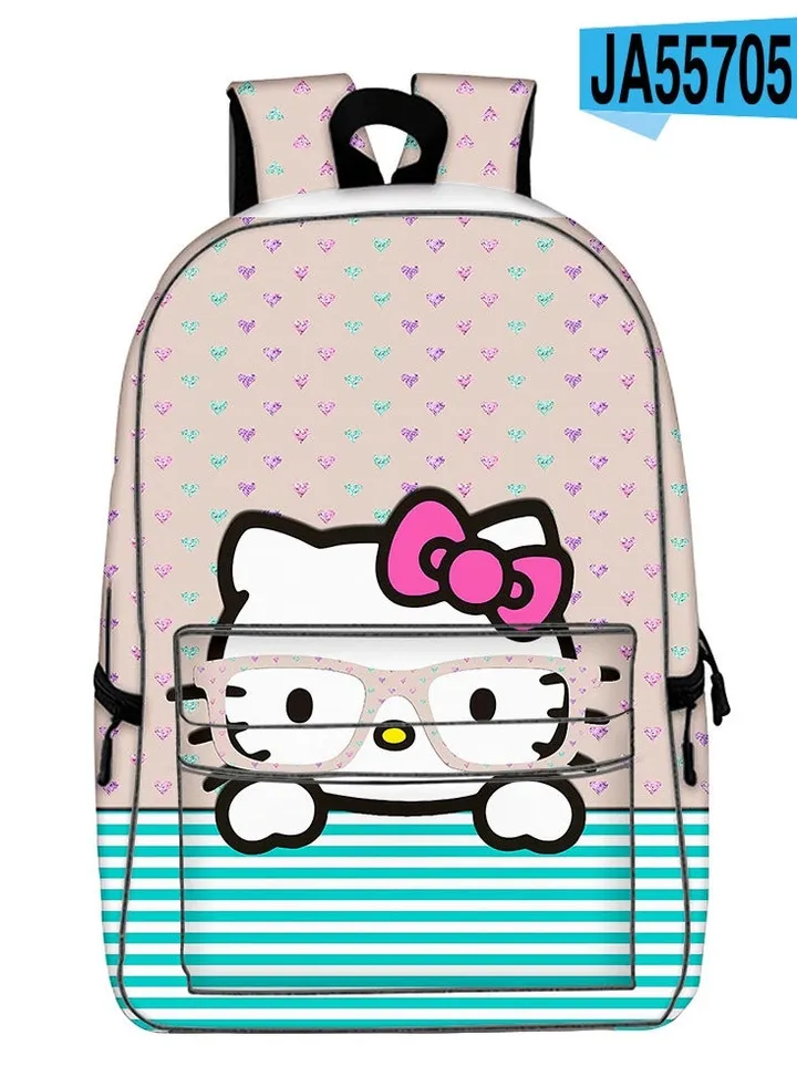 【 School Season 】Hello Kitty Kids Cute Backpack Student Large Capacity Schoolbag 14 Inch Laptop Bag Travel Bag Leisure Bag General College Bag