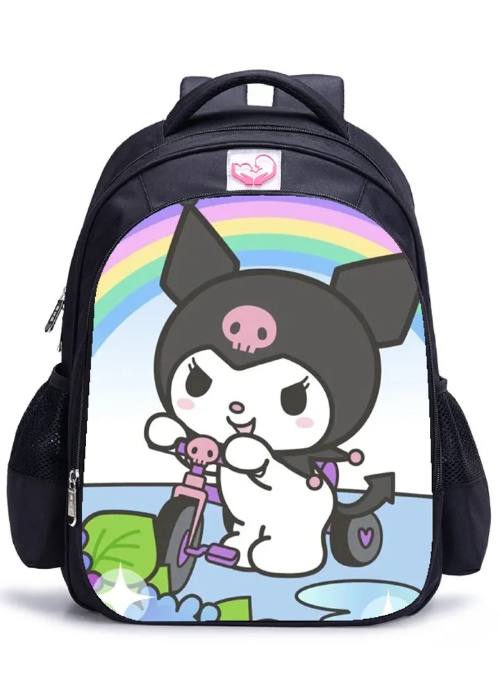 【School Season】 Kuromi Melody Co-branded Backpack Girls Cute Primary School Students Large Capacity Schoolbag 14 Inch Laptop Bag Travel Bag Leisure Bag Universal