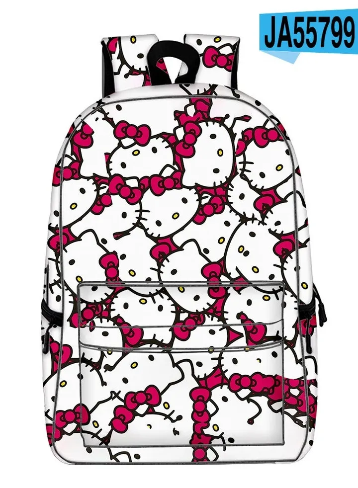【 School Season 】Hello Kitty Kids Cute Backpack Student Large Capacity Schoolbag 14 Inch Laptop Bag Travel Bag Leisure Bag General College Bag