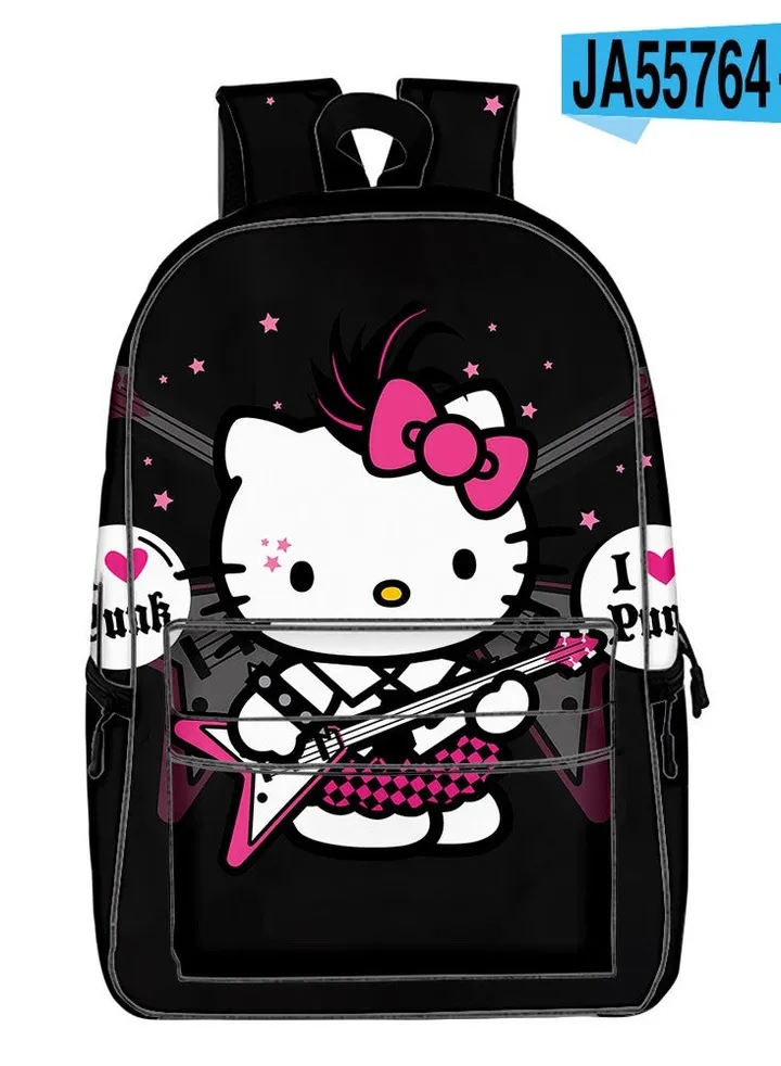 【 School Season 】Hello Kitty Children Cute Backpack Student Large Capacity Schoolbag 14 Inch Laptop Bag Travel Bag Leisure Bag General College Bag