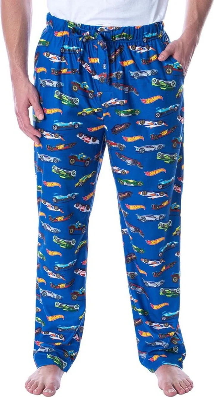 Hot Wheels Adult Men's Allover Die-Cast Cars Loungewear Sleep Pajama Pants (XL) Blue