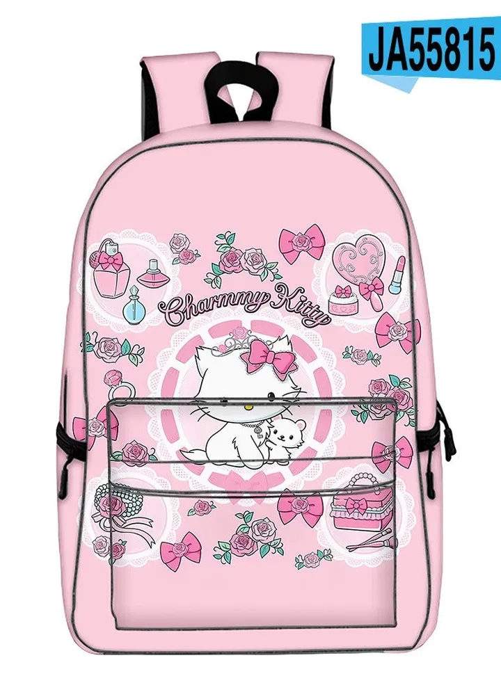 【 School Season 】Hello Kitty Kids Cute Backpack Student Large Capacity Schoolbag 14 Inch Laptop Bag Travel Bag Leisure Bag General College Bag