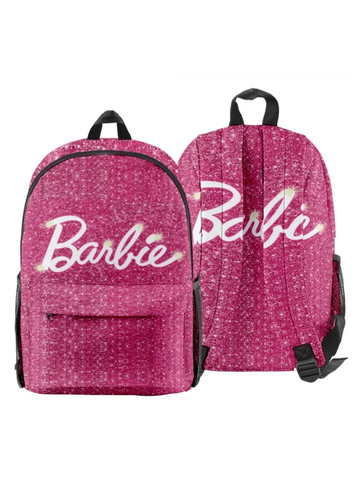 【School Season】 Girls' School Backpack Barbie Backpack Trend Students Must Go Back to School Travel Bag Suitable for 14 Inch Laptop Bag Casual Backpack General Purpose