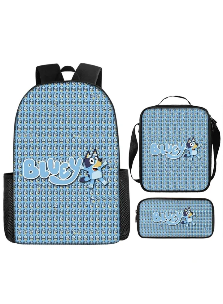 3-piece Set Bluey Family Anime Backpacks Bluey Family Lightweight Backpacks Meal Bags Pen Bags Cute Backbags