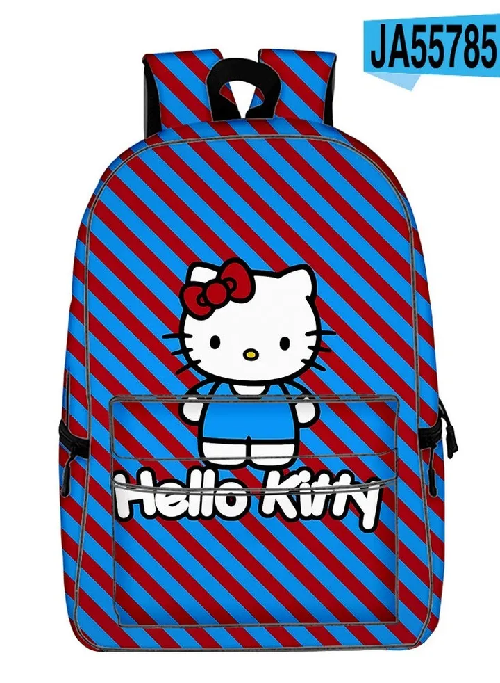 【 School Season 】Hello Kitty Children Cute Backpack Student Large Capacity Schoolbag 14 Inch Laptop Bag Travel Bag Leisure Bag General College Bag
