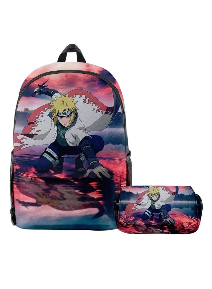 【 School Season 】Naruto Student Backpack Children's Anime Backpack Double-layer Pen Bag Two-piece Back-to-school Must-have 14-inch Laptop Bag Casual Bag Travel Bag