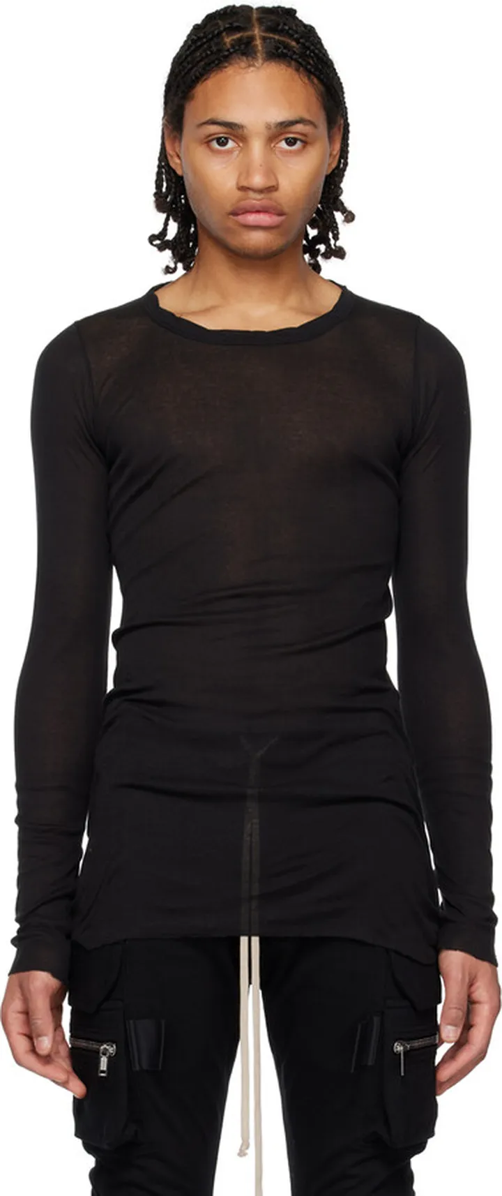 Rick Owens Black Crewneck Long Sleeve T-Shirt