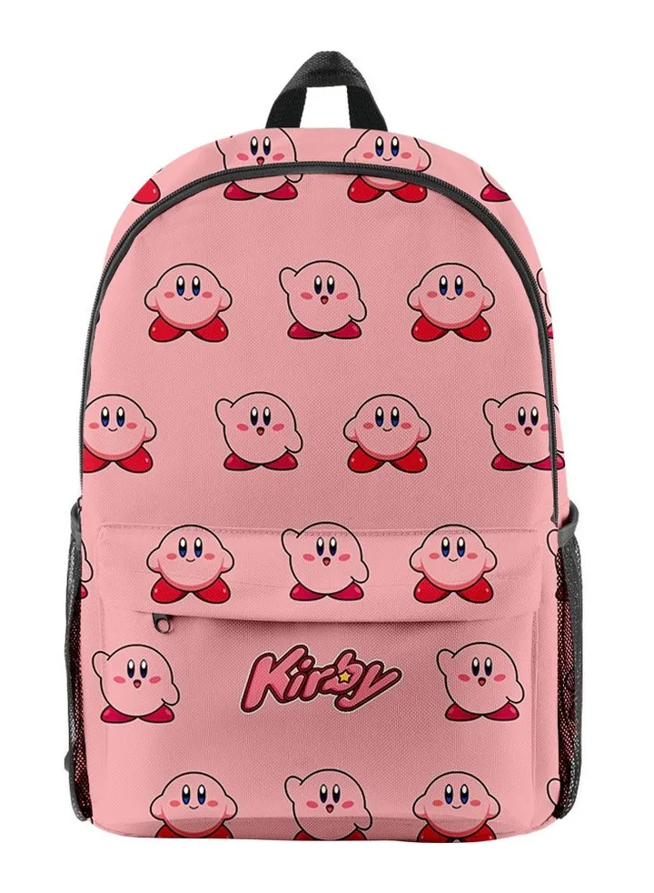 【 School Season 】Kirby Children's Cartoon Backpack Student Schoolbag Youth Large Capacity Backpack Suitable for 14-inch Laptop Bag Travel bag