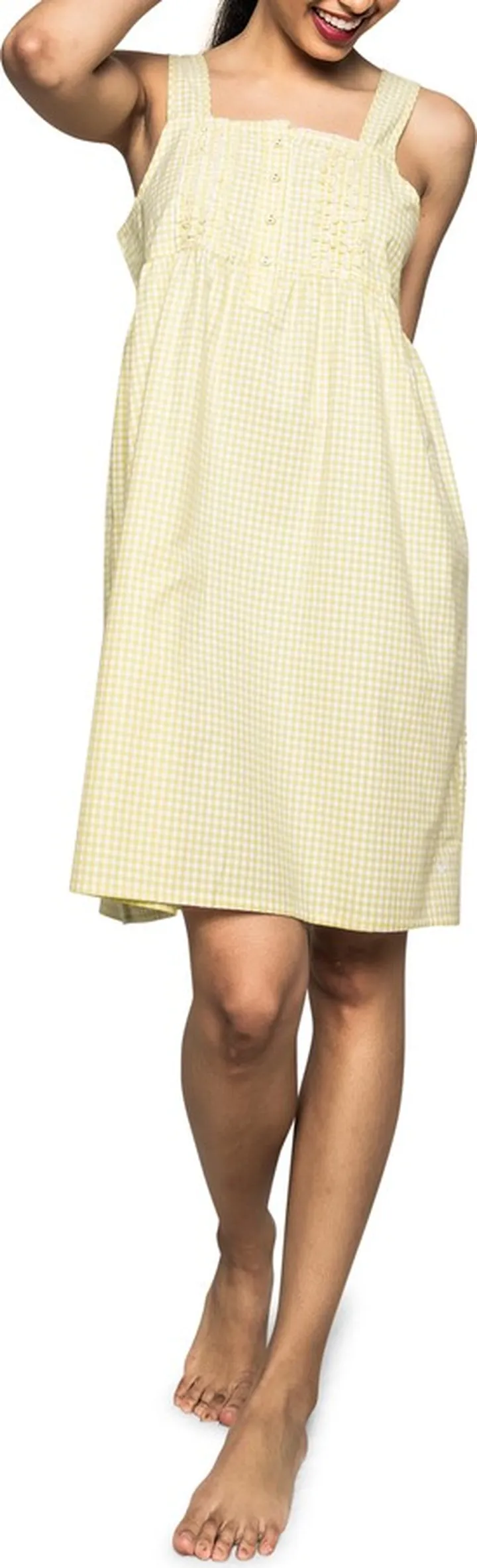 Gingham Check Cotton Nightgown