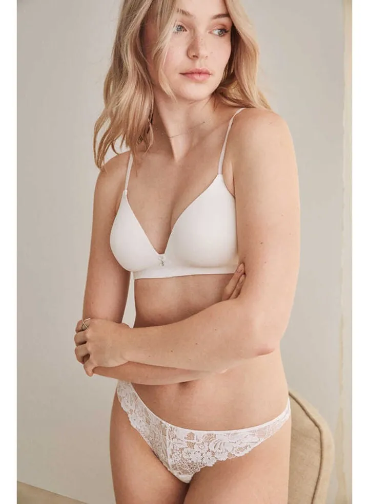 Microfiber lace thong
