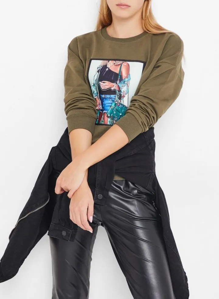 Long Sleeves Sweatshirt Green/Black/Blue