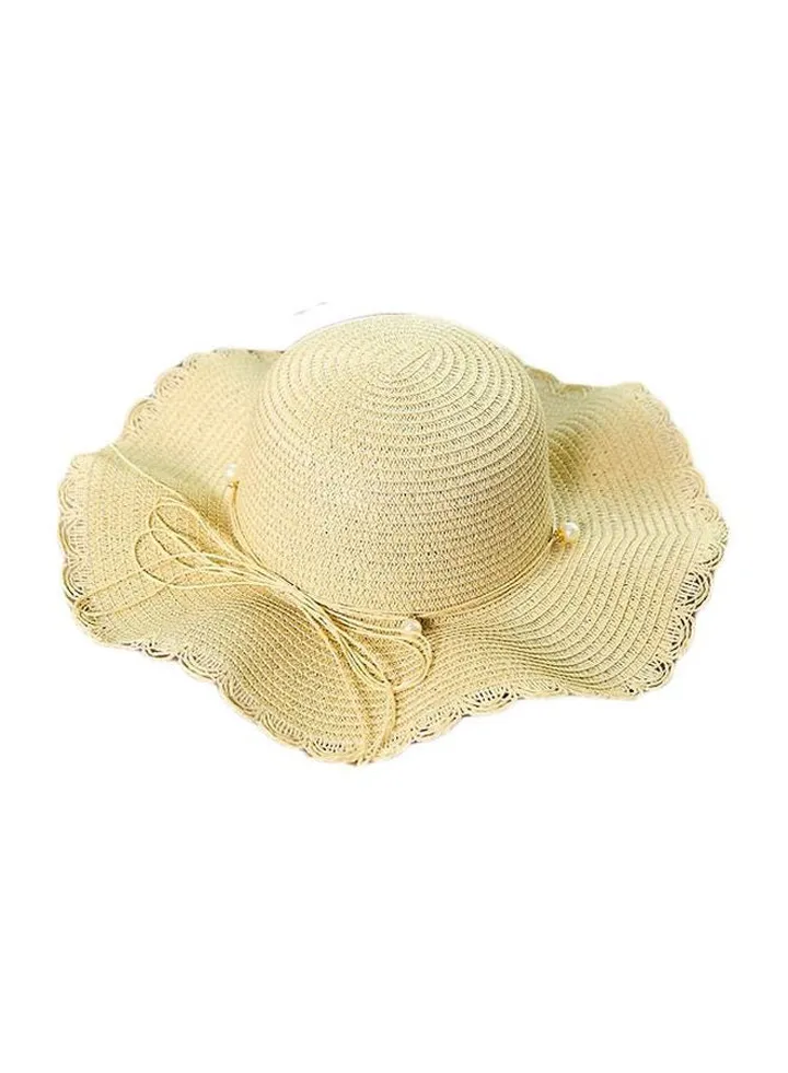 Pearl Decor Sun Hat Beige