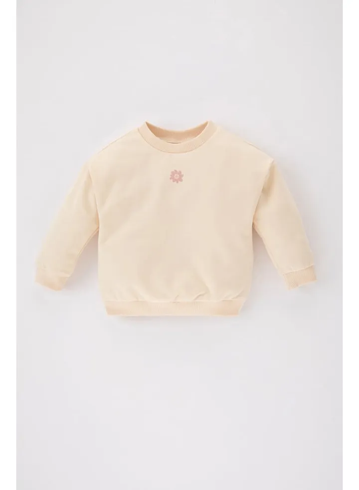 Babygirl Regular Fit Bike Neck Long Sleeve Knitted Sweat Shirt